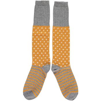 Lambswool Knee High Socks - Ginger & Oat Dots Stripes
