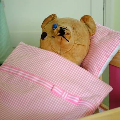 Handmade Pink Gingham Small Duvet Pillow Set For Girls